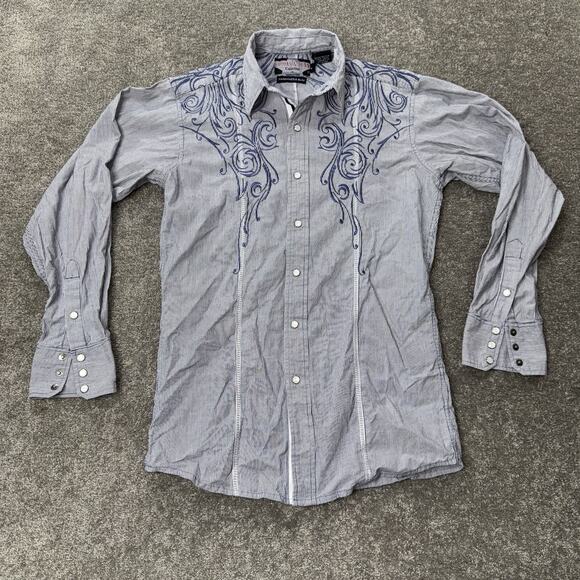 Brooks & Dunn Panhandle Slim Western Shirt Pearl Snap Embroidered Small Cowboy - Picture 1 of 14